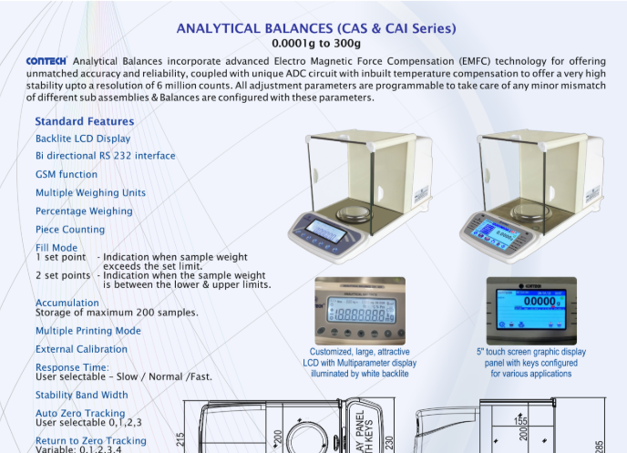 Contech - INDIRECT LOADING ANALYTICAL BALANCES WITHOUT MOTORIZED INTERNAL CALIBRATION